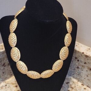 Nina Ricci Chunky Goldplated Basket Weave Textured Necklace